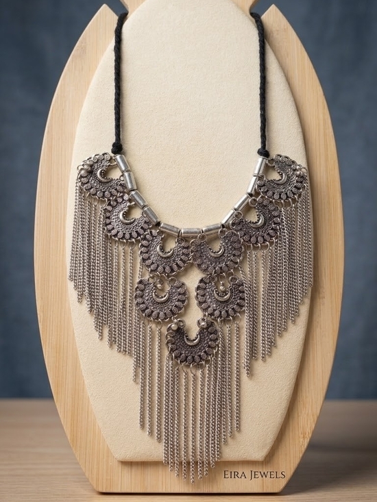Jewelry - Silver-Tone Fringe Statement Necklace